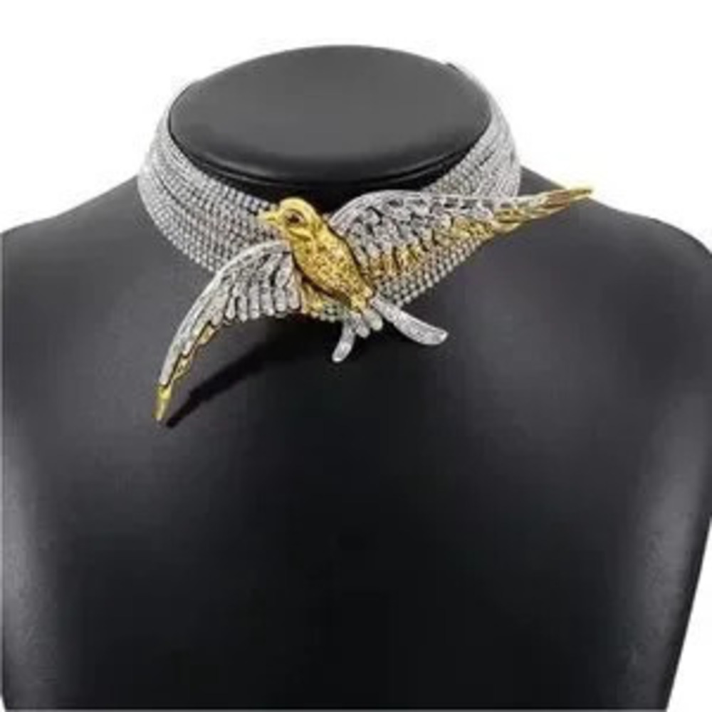 Gold and Silver Bird Pendant Necklace